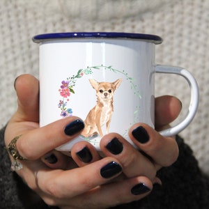 Personalizable enamel mug "CHIHUAHUA", cup, gift