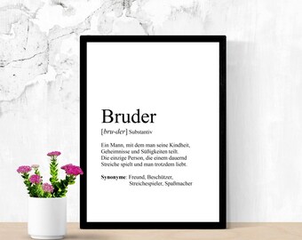 Poster DIN A4, A3 "BRUDER", personalisierbar, Definition, Print, Geschenk