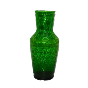 Vibrant Empoli Green Optic Art Glass Vase ~ 11 1/2&quot; Emerald Italian Art Glass Mid Century Home Decor MCM