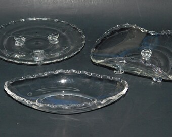 Fostoria Century Choice Serving Dish: 3 Toed Tricorne, 3-Toed Tidbit & Celery/ Cheese Cracker Bowl