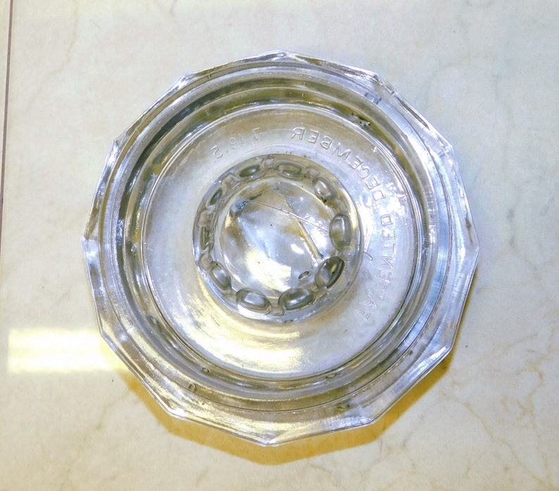 LID ONLY for Antique Glass VELVET Tobacco Humidor Patented December 7, 1915 Owens Illinois clear glass crystal jar Replace Replacement image 5