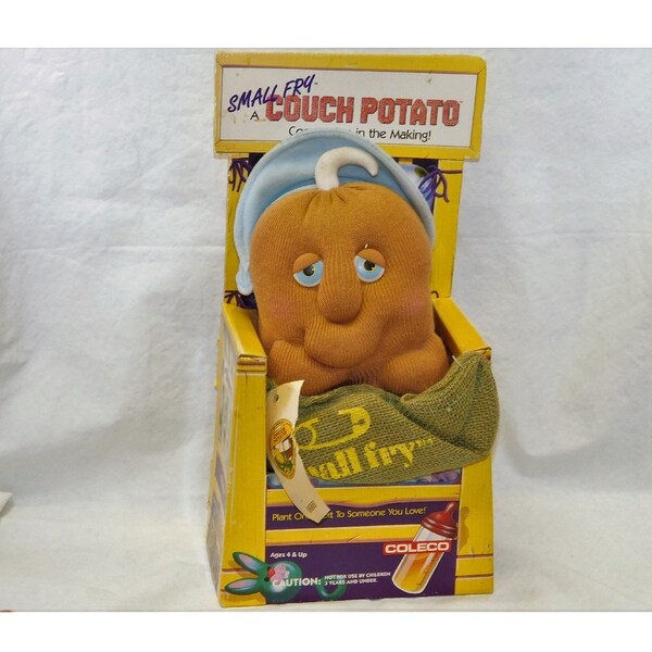 Vintage 1987 Small Fry Couch Potato Baby Baby Boy Plush Doll Coleco ~ NIB Retro MCM Collectible Toys ~ Burlap Sack Doll toys white elephant