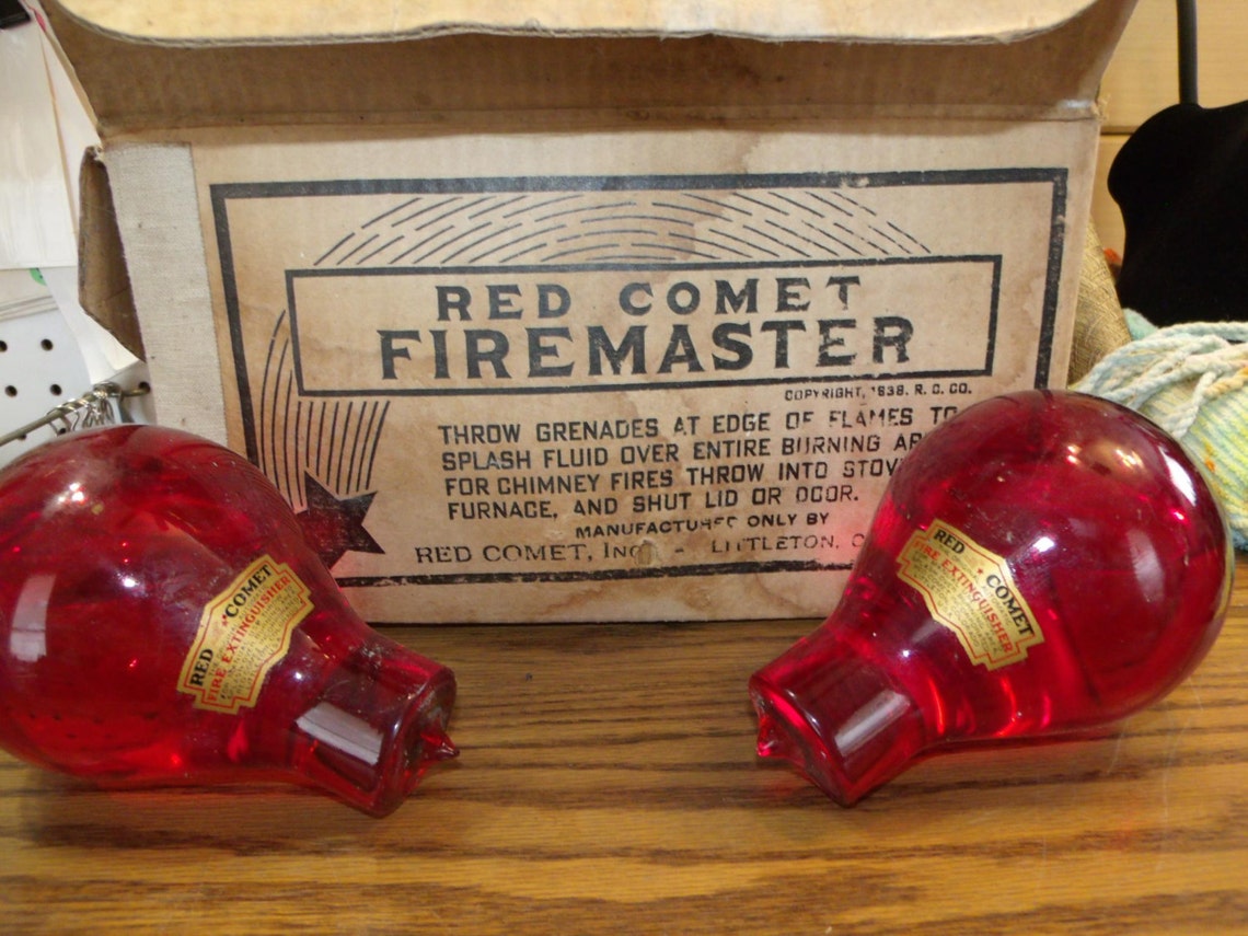 3 Red Comet Firemaster Fire Grenades in Original Box Etsy