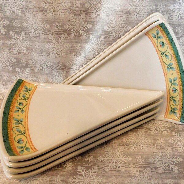 Set of 4  Pfaltzgraff French Quarter PIZZA Plates ~ Triangular Shaped SERVE a SLICE Dish - Buffet or a snack service dish
