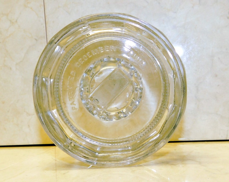 LID ONLY for Antique Glass VELVET Tobacco Humidor Patented December 7, 1915 Owens Illinois clear glass crystal jar Replace Replacement image 9