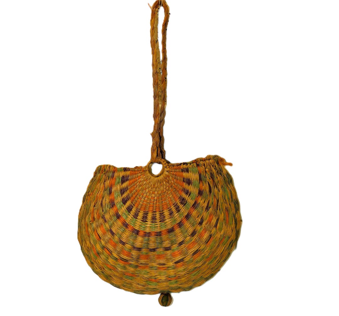 Woven Grass Handbag with Wooden Handle main image 0