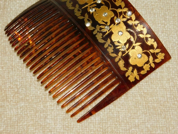 Vintage Faux Tortoise Shell Mid Century Hair Comb… - image 7