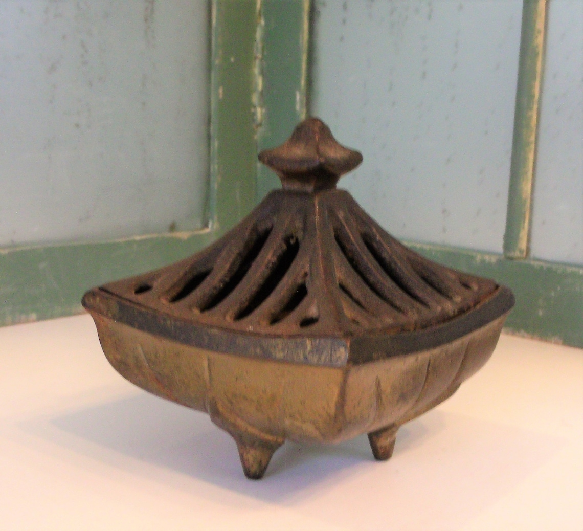 Antique VanTines Incense Burner Cast Iron Ribbed 3 Toed Etsy
