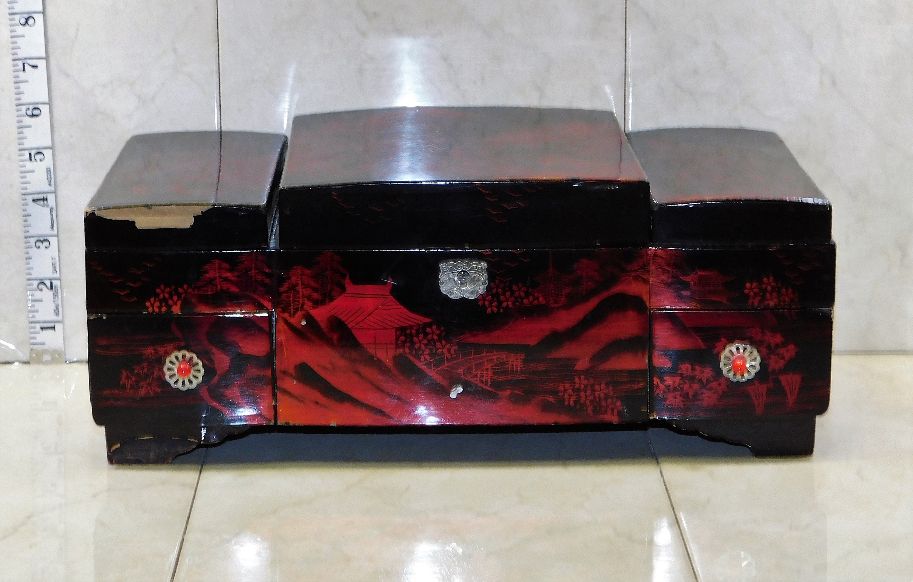 Celebration YoiYoi Hand Painted Black Lacquer Box 