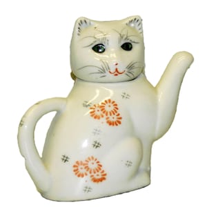 Miniature Beckoning Cat Tea pot ~ Waving Maneki Neko Era Chinese Cat