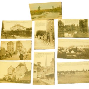 8 photo post cards of Lézinnes Commune in France - 1 postmarked 1918 ~ French Postcards Carte Postale Vintage