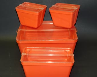 Vintage Pyrex Daisy Refrigerator Set, Citrus Orange Yellow, New in