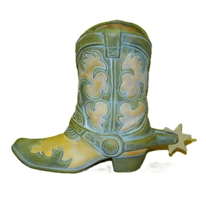 Cowboy Boot Vase: 10&quot; Terracotta Western Boot Planter with Metal Spur