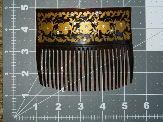 Vintage Faux Tortoise Shell Mid Century Hair Comb… - image 10