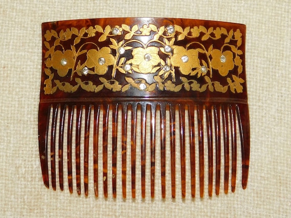 Vintage Faux Tortoise Shell Mid Century Hair Comb… - image 1