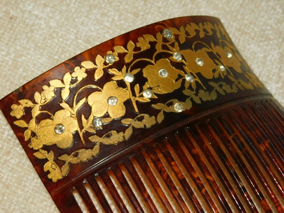 Vintage Faux Tortoise Shell Mid Century Hair Comb… - image 5