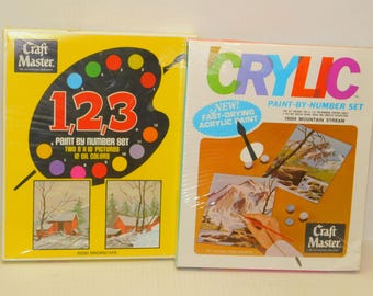 Choice Vintage Sealed Paint by Number set 10250 SNOWSCAPE or 16004 MOUNTAIN STREAM