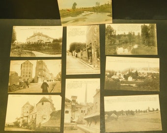 8 photo post cards of Lézinnes Commune in France - 1 postmarked 1918 ~ French Postcards Carte Postale Vintage