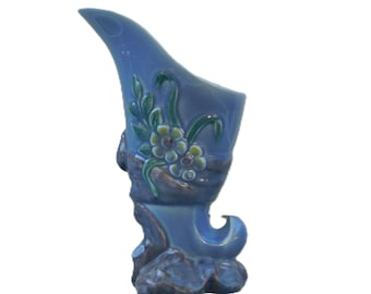 Red Wing 1152 Cornucopia vase Purple Blue Pink floral