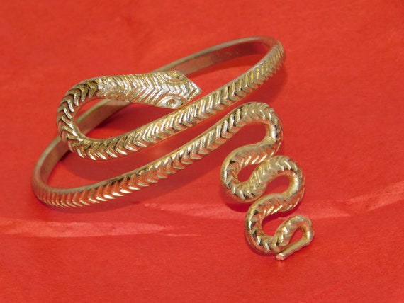 Vintage Snake Arm Bracelet ~ Egyptian Revival Cle… - image 7