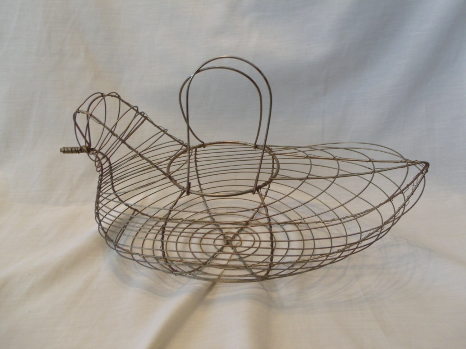 Vintage Wire Egg Basket Chicken Shaped hand made Basket Etsy