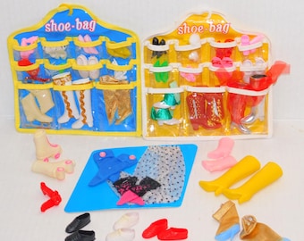 Vintage Doll Shoe Bags, Fits Barbie Size, 1990's Fashion Storage (a)