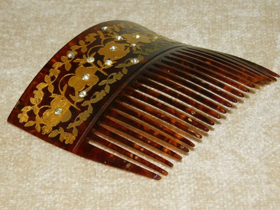 Vintage Faux Tortoise Shell Mid Century Hair Comb… - image 4