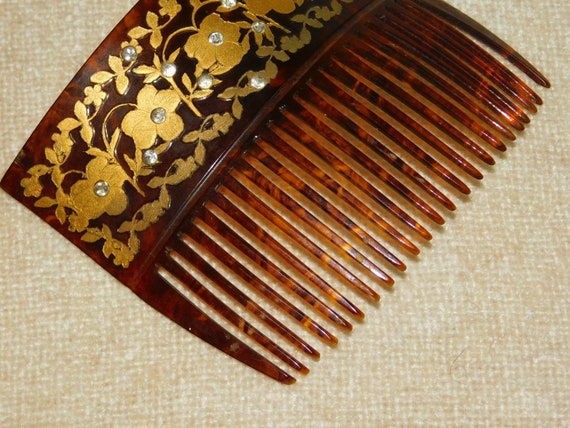 Vintage Faux Tortoise Shell Mid Century Hair Comb… - image 8