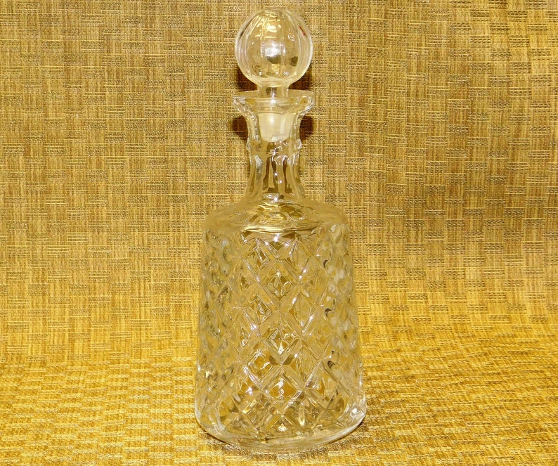 Diamond Block Decanter EAPG Clear Glass Wine / Liquor Bottle Etsy