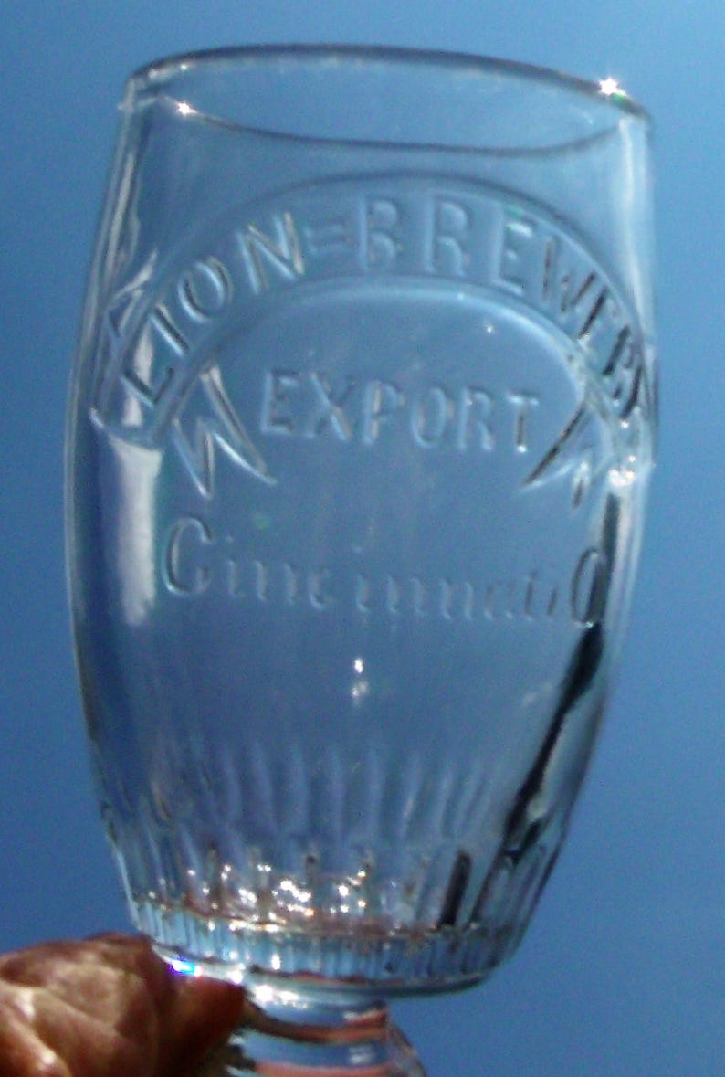 Rare Antique Beer Glass Lion Brewery Cincinnati Ohio Etsy