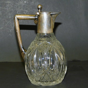 Antique Cut Crystal & German Silver Cruet Hallmarked WTB 800 ~  Art Nouveau Art Deco Etched Glass Wilhelm Binder Germany