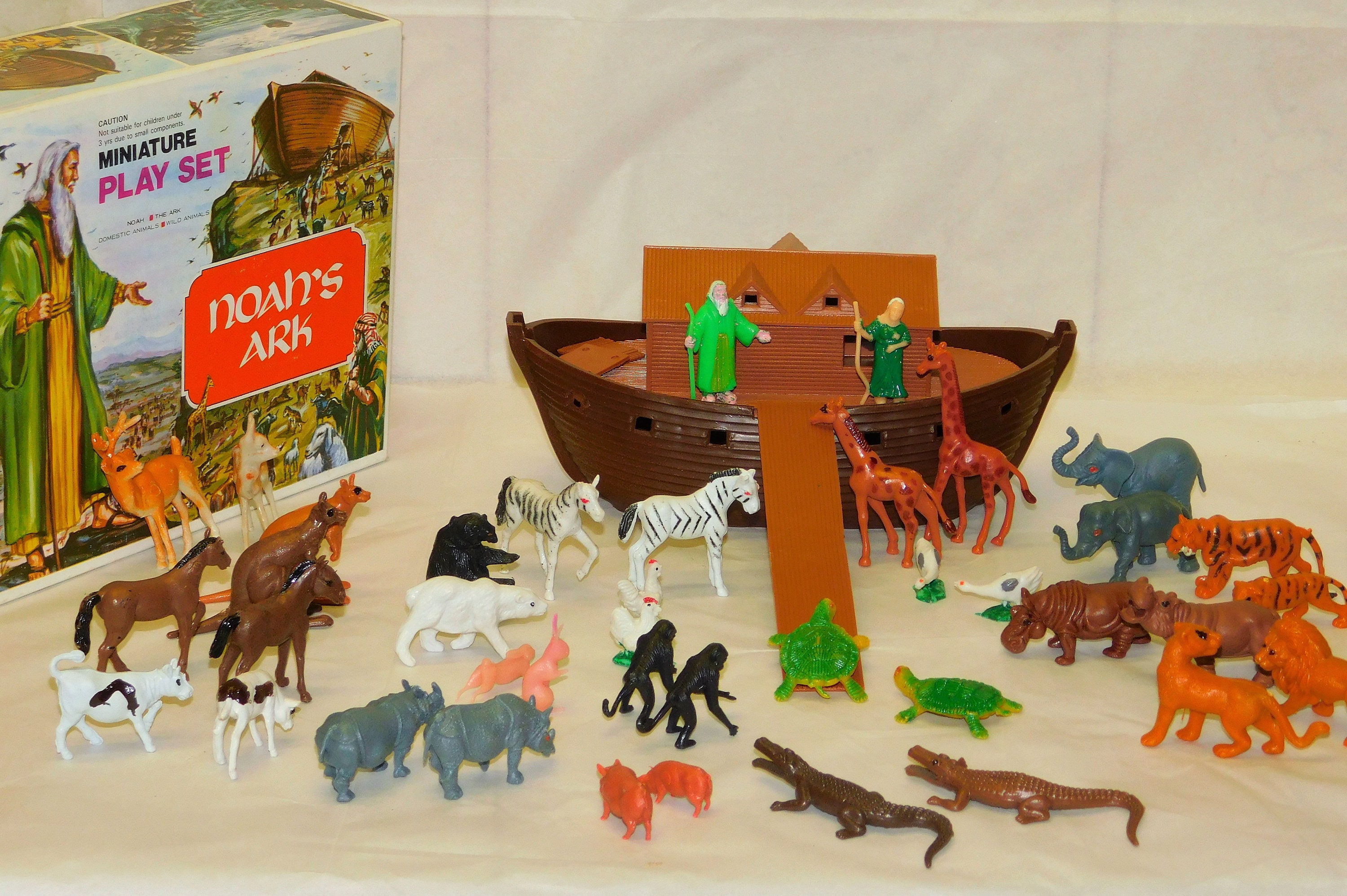 1960's Noah's Ark Toy Set in Original Box ~ Ark W/ Ramp