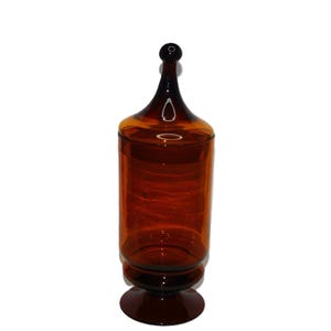 Vintage MCM Empoli Amber Glass Apothecary Jar: Italian Circus Tent Lid