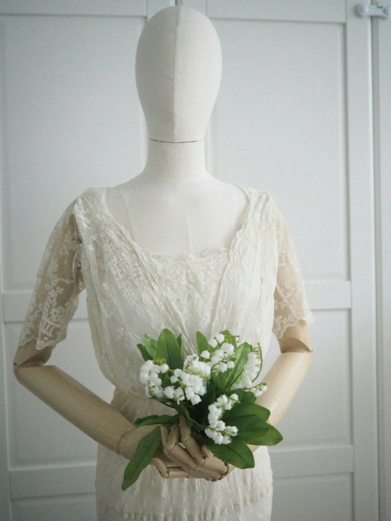 Edwardian era handmade lace wedding dress