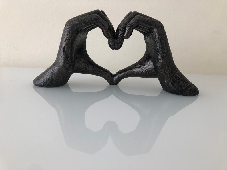 Sculpture de mains gestuelles d'amour, bronze argenté vieilli, taille réelle 26 cm/10 po. Saint-Valentin Je t'apprécie, cadeau d'anniversaire de mariage image 4