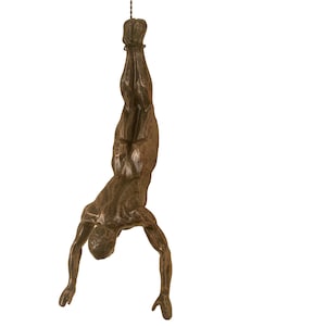Large Bronze Colour Bungee Jumping Man Hanging on Wire Ornament Figure Diver Climber Wall Hanging Statues Rock Climber Buddy