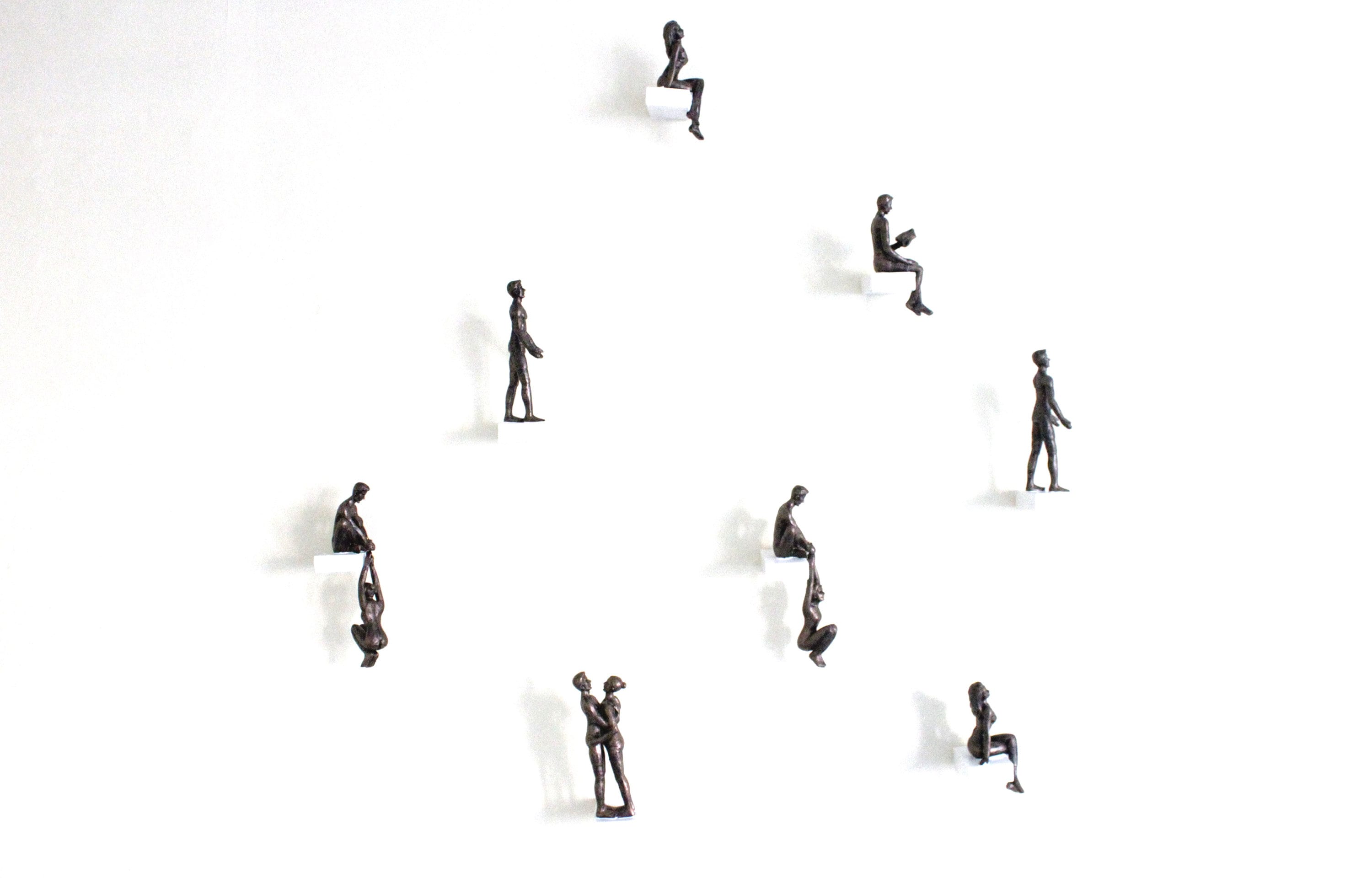 Emotive Wall Figures Modern Wall Art Statue Figurine Ornaments Hanging Resin Sculpture Man Woman Couple Outdoor Indoor Living Room Bronze
