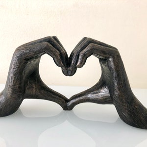 Sculpture de mains gestuelles d'amour, bronze argenté vieilli, taille réelle 26 cm/10 po. Saint-Valentin Je t'apprécie, cadeau d'anniversaire de mariage image 5