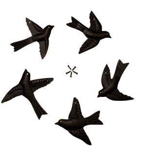 5x Birds 3D Wall Art - Freedom - Flock of Birds Set of 5 Decorative Metal Wall Hanging Art 5 x 4.5 inches or 11 x 12 cm
