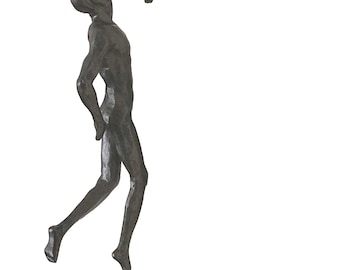 Large Bronze One-handed Rock Climber Figurine Wall Climbing Man Sculpture Poly-Resin Statue Ornament Figurine Wall Hanging Wall-art Modern