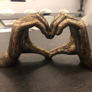 Sculpture de mains gestuelles d'amour, bronze argenté vieilli, taille réelle 26 cm/10 po. Saint-Valentin Je t'apprécie, cadeau d'anniversaire de mariage image 9