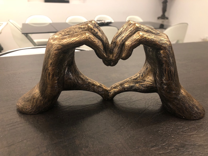 Sculpture de mains gestuelles d'amour, bronze argenté vieilli, taille réelle 26 cm/10 po. Saint-Valentin Je t'apprécie, cadeau d'anniversaire de mariage image 9