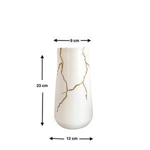 Vase Inspired by Kintsugi Japanese Art Gold & White Flowervase For Dried Flowers Decoration image 9