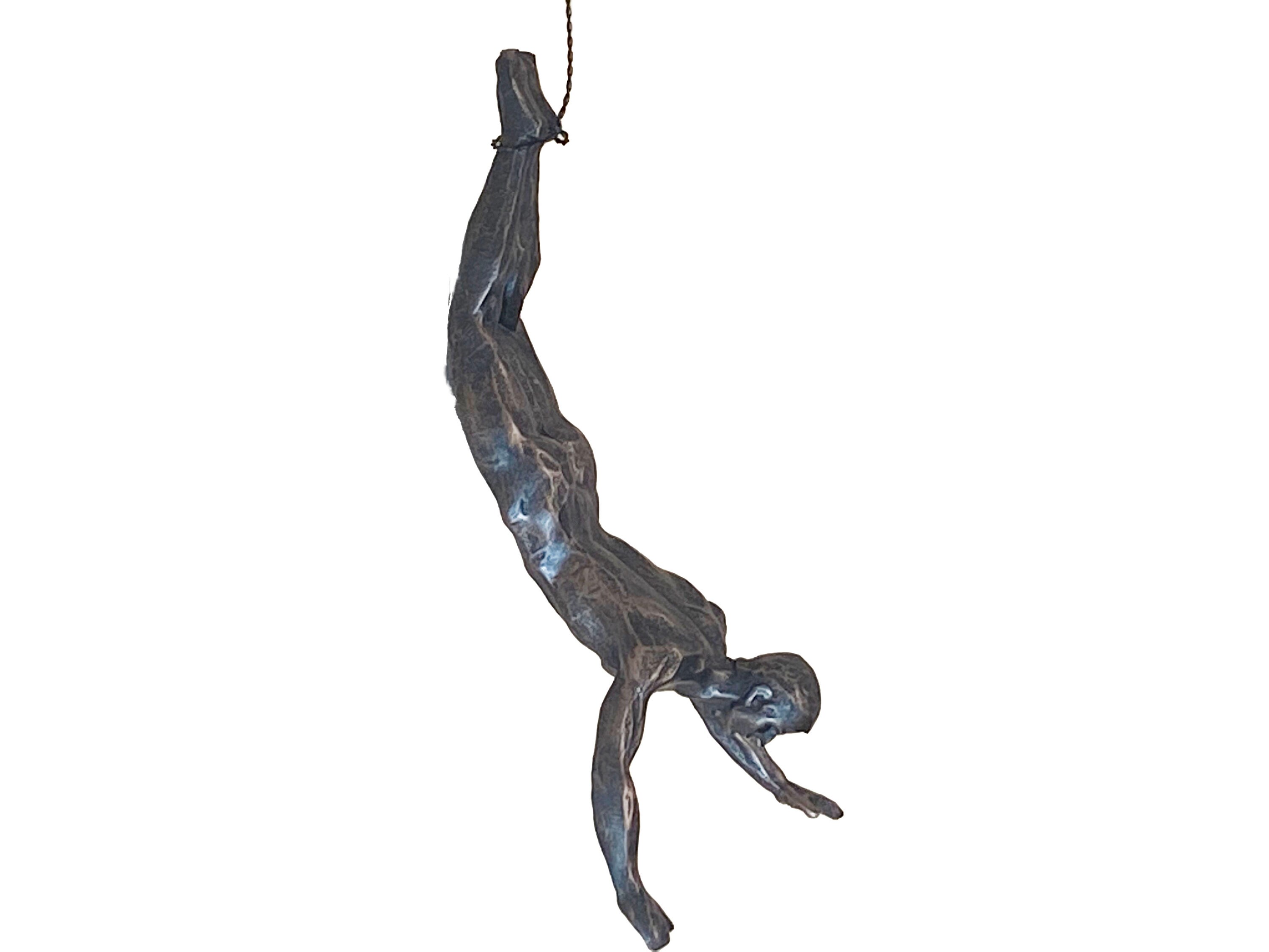 Statuetta Da Parete In Resina Bungee Jumping | Decorazione Maschile In Bronzo 33x13x10 Cm Con Filo Di Rame - 3