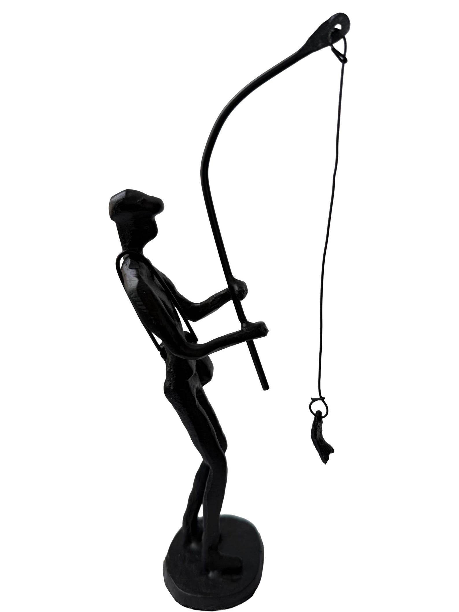 Metal Sculpture off a Man With a Fishing Rod Reeling in His Catch ...