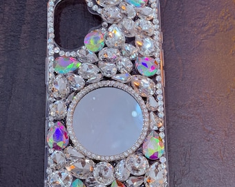 Étui pour iPhone 16/Max scintillant scintillant OTT Runway Glam Designer High Bling scintillant scintillant fausse pierre Aurora Borealis Stones Cristaux