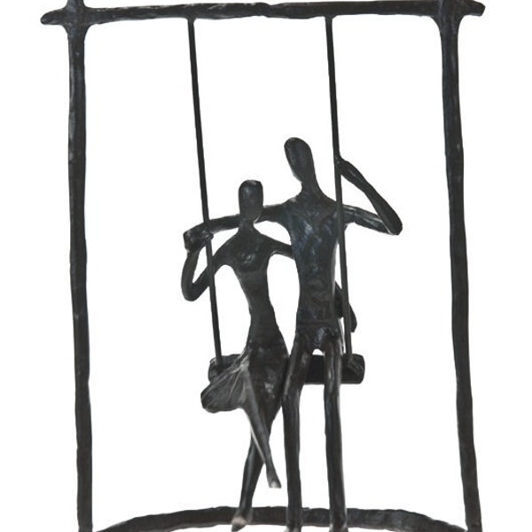 Couple on a Swing Ornament 3D metal sculpture statue happy romantic gift Christmas interior decoration Shadow