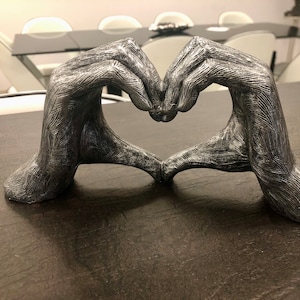 Sculpture de mains gestuelles d'amour, bronze argenté vieilli, taille réelle 26 cm/10 po. Saint-Valentin Je t'apprécie, cadeau d'anniversaire de mariage image 6
