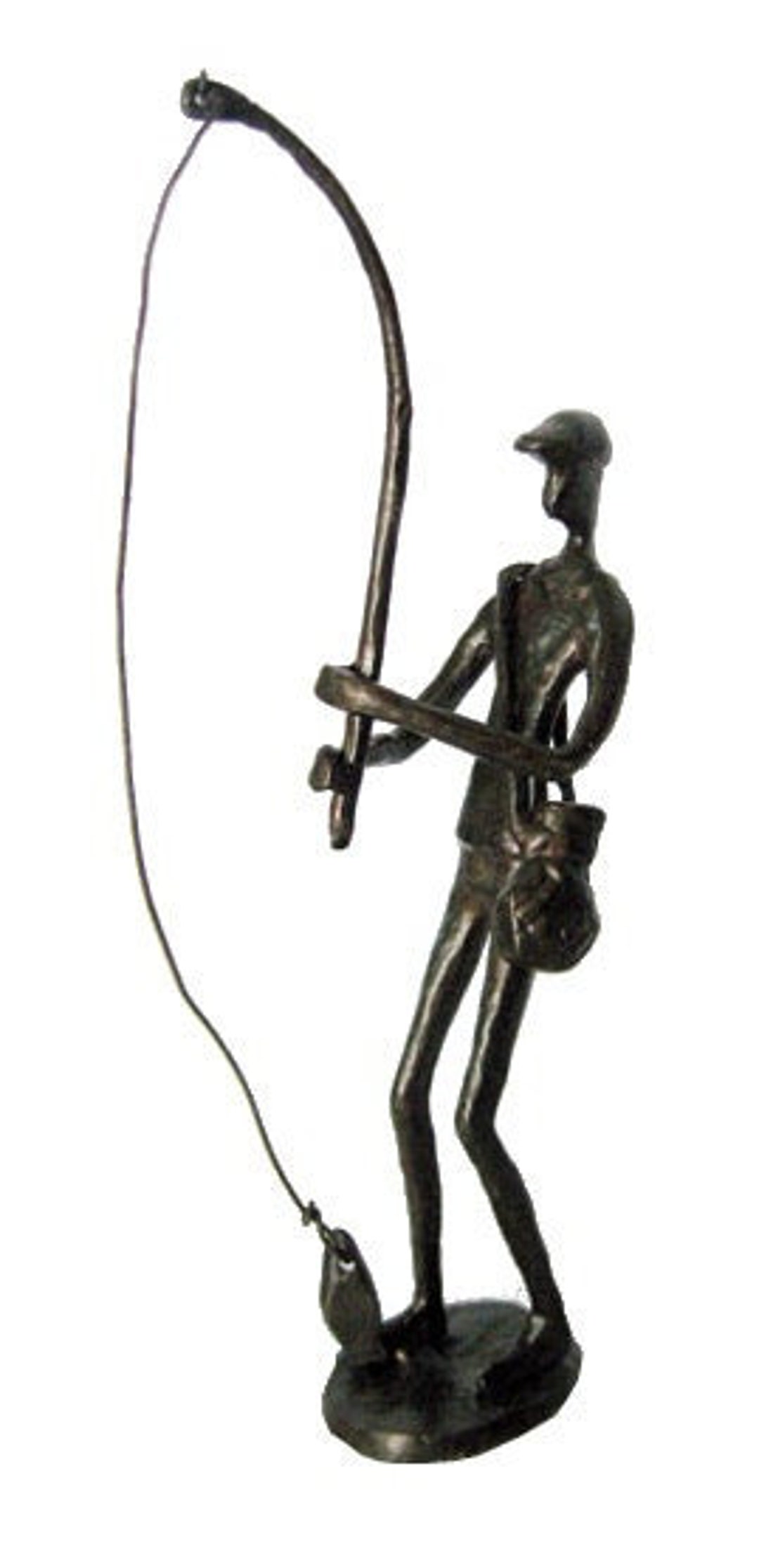 Metal Sculpture off a Man With a Fishing Rod Reeling in His Catch ...