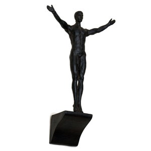 1x Large Diver in Black Antique-Silver Bronze Colour Figurines Wall Hanging Man Sculpture Statue Ornament Swimmer Man on Ledge Wall Hanging